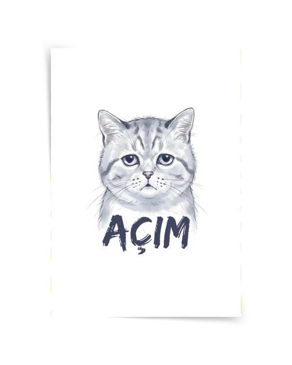 Aç Kedi Çerçeveli Tablo ve Poster