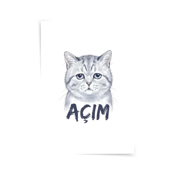 Aç Kedi Poster & Çerçeveli Tablo