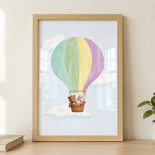 Hava Balonu Çerçeveli Tablo