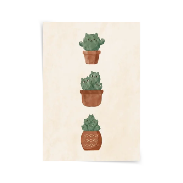 Kaktüs Kediler Poster & Çerçeveli Tablo