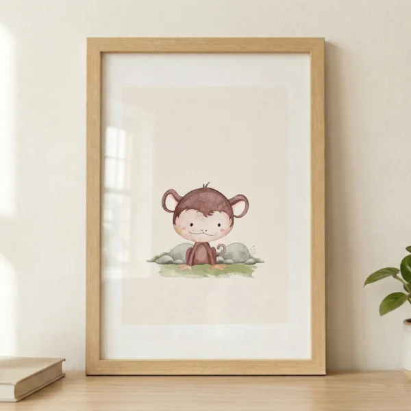 Maymun Kardeş Çerçeveli Tablo