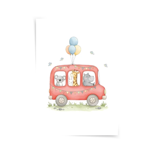 Neşeli Otobüs Poster & Çerçeveli Tablo