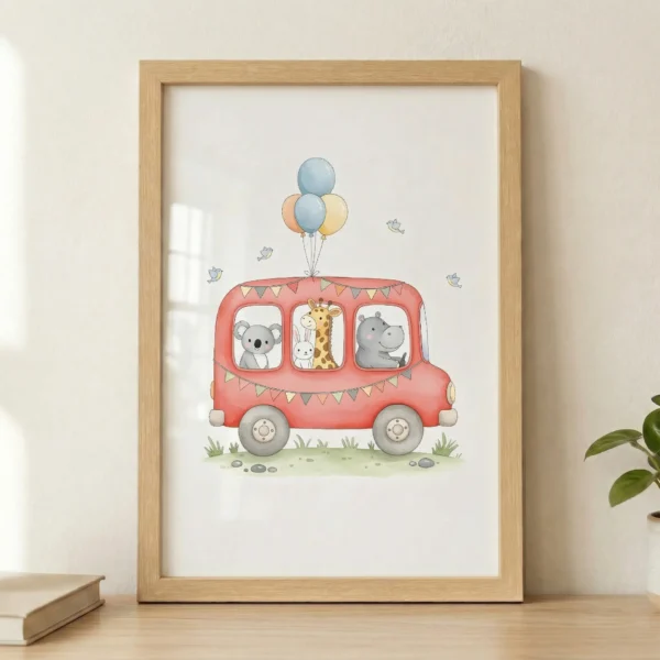 Neşeli Otobüs Çerçeveli Tablo