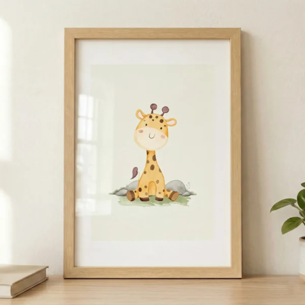 Zürafa Kardeş Çerçeveli Tablo