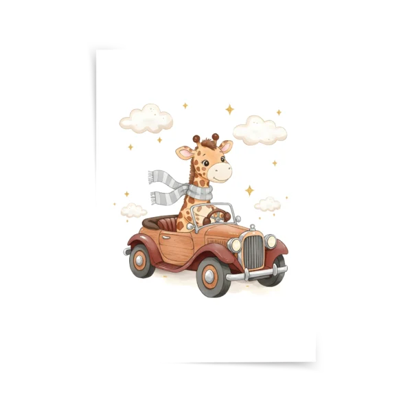 Zürafa Yollarda Poster & Çerçeveli Tablo